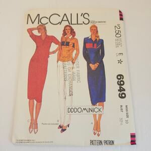 McCall's Vintage 6949 Pattern UNCUT Size 10 Dress Top Stretch Knit Only 1980